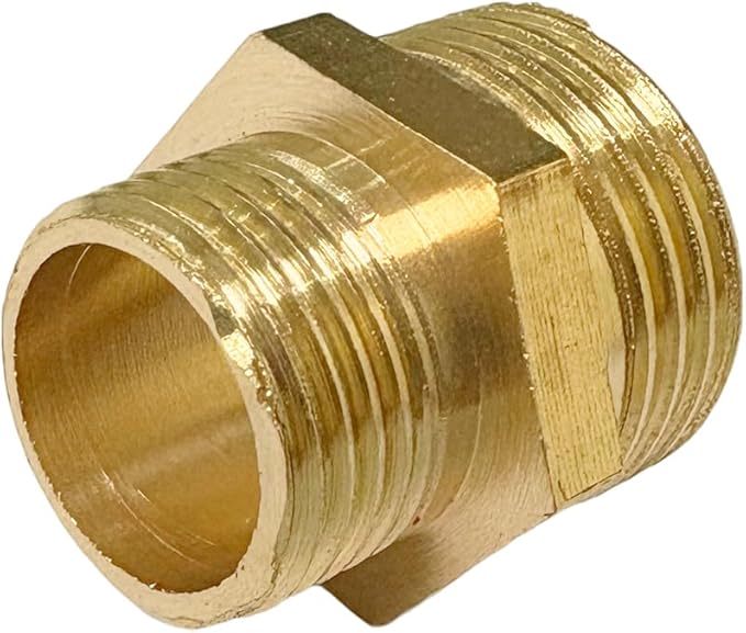 1/2" x 3/8" Male Threaded Hex Nipple Reducer Brass NPT Pipe Fitting Adapter Straight Connectors Pack of 5
