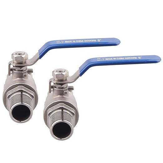 DERNORD 2 Pack Full Port Ball Valve 3/4 Inch - Male x Female Stainless Steel 304 Heavy Duty for Water, Oil, and Gas, 1000WOG