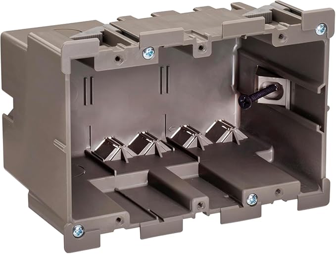 SmarToggle Three Gang Retrofit Wall Box – Old Work Electrical Box for Stud or No-Stud Mount | 1-1/2" Toggle Depth | Triple Device, Smart Switch, or Outlet PC Wall Box