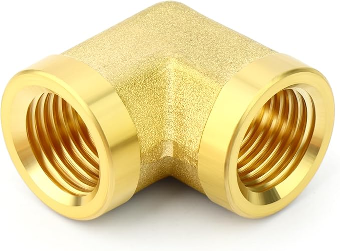 6PCS 1/4" Npt Female, 90 Degree Brass Pipe Fittings Barstock Street Elbow, 1/4" Npt Female x 1/4" Npt Female for oils, fuels, gases and liquids