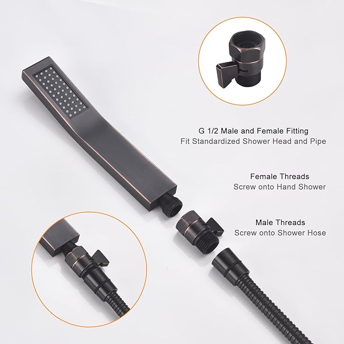 Oil Rubbed Bronze Water Flow Control Valve, Shower Head Flow Control, Angle Brass Shut Off Valve for Handheld Shower, Water Pressure Regulator Replacement