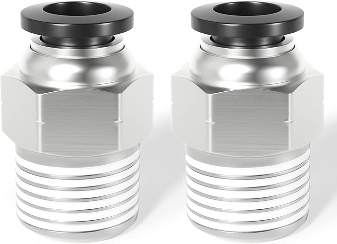 TAILONZ PNEUMATIC Male Straight 5/16 Inch Tube OD x 1/4 Inch NPT Thread Push to Connect Fittings PC-5/16-N2 (Pack of 2)