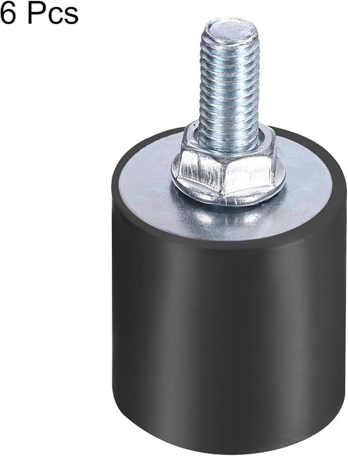 uxcell 6pcs M8x23mm Rubber Isolator Mounts with Studs 30x30mm Male Female Vibration Shock Absorber Zinc Plated Cylindrical Thread Mounts Anti Vibration Isolators with 6pcs M8 Lock Nuts