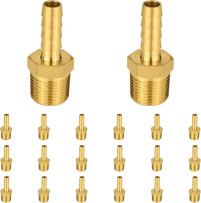 (Pack of 20) EFIELD Brass Hose Barb Fitting Adapter, 1/8" Barb x 1/8" NPT Male Pipe Fitting,(BARB001-20PCS)
