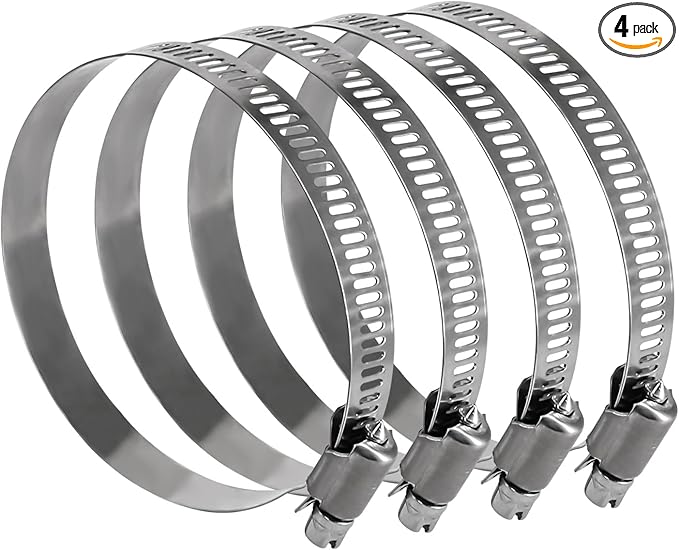 6.5 inch stainless steel hose clamp, adjustable metal worm gear assortment kit for water pipe (4 pcs)