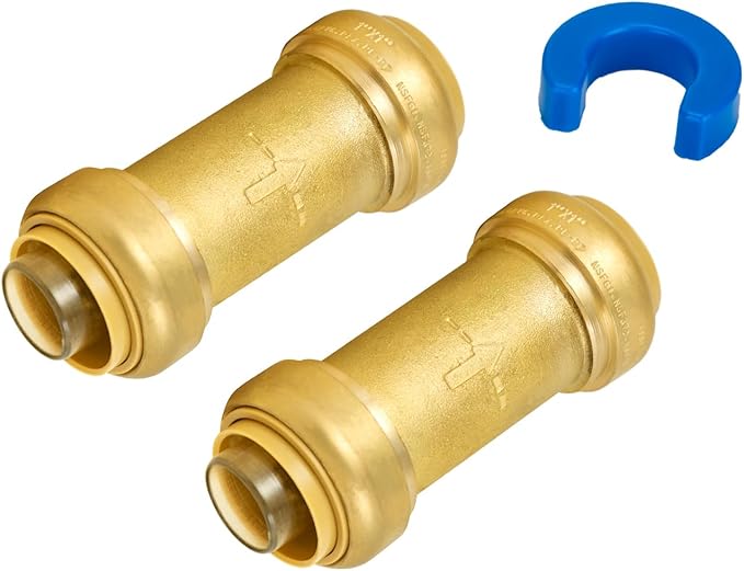 SUNGATOR 1 Inch Check Valve, Anti-backflow Valve with Single Water Flow Direction only, No Lead Brass Push to Connect Plumbing Fitting to Work with Pex, Copper, CPVC, with 1 Disconnect Clip, Pack of 2