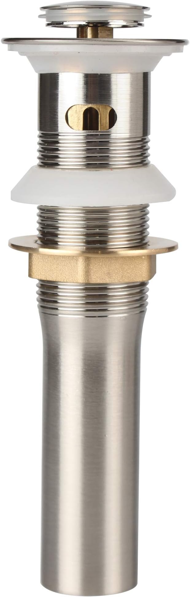 Bathroom Faucet Vessel Detachable Basket Pop Up Sink Drain, Brushed Nickel with Overflow