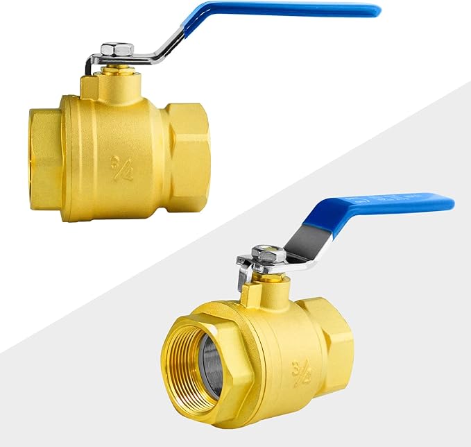 WiseWater 3/4" NPT Full Port Brass Ball Valve, with 1/4 Turn Blue Handle, 600 WOG, Plumbing Fitting, UPC Certified, 4 Pcs