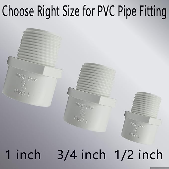 10Pcs 1 inch NPT Male Thread PVC Pipe Fitting Adapter Connector(Socket x NPT Male), Pipe Connectors, 1 inch Pipe Fitting, PVC Pipe Coupling for Plumbing Water Line, Schedule 40, White