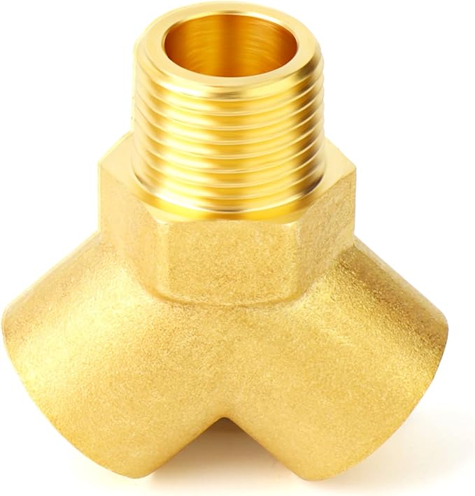 GASHER 5PCS Brass Pipe Fitting Male Branch Tee Y Adapter 3/8" NPT Female x 3/8" NPT Female x 3/8" NPT Male