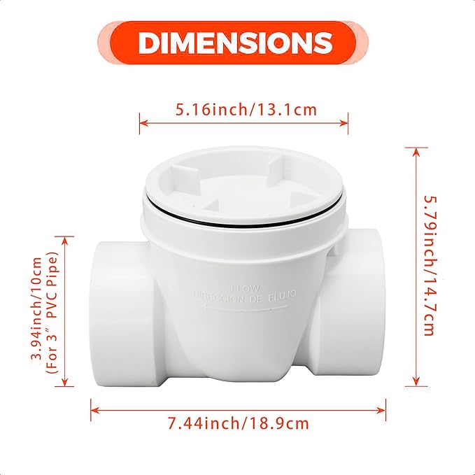 3 Inch Pvc Backwater Valve,Sewer Check Back Flow Preventer Drain Backflow Preventer Valve,Prevent Sewage And Rainwater From Flowing Backflow
