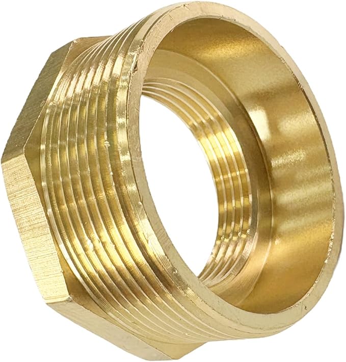 2" NPT Male x 1-1/4" NPT Female Brass Reducer Hex Bushing Threaded Pipe Fitting Reducing Adapter Pack of 1
