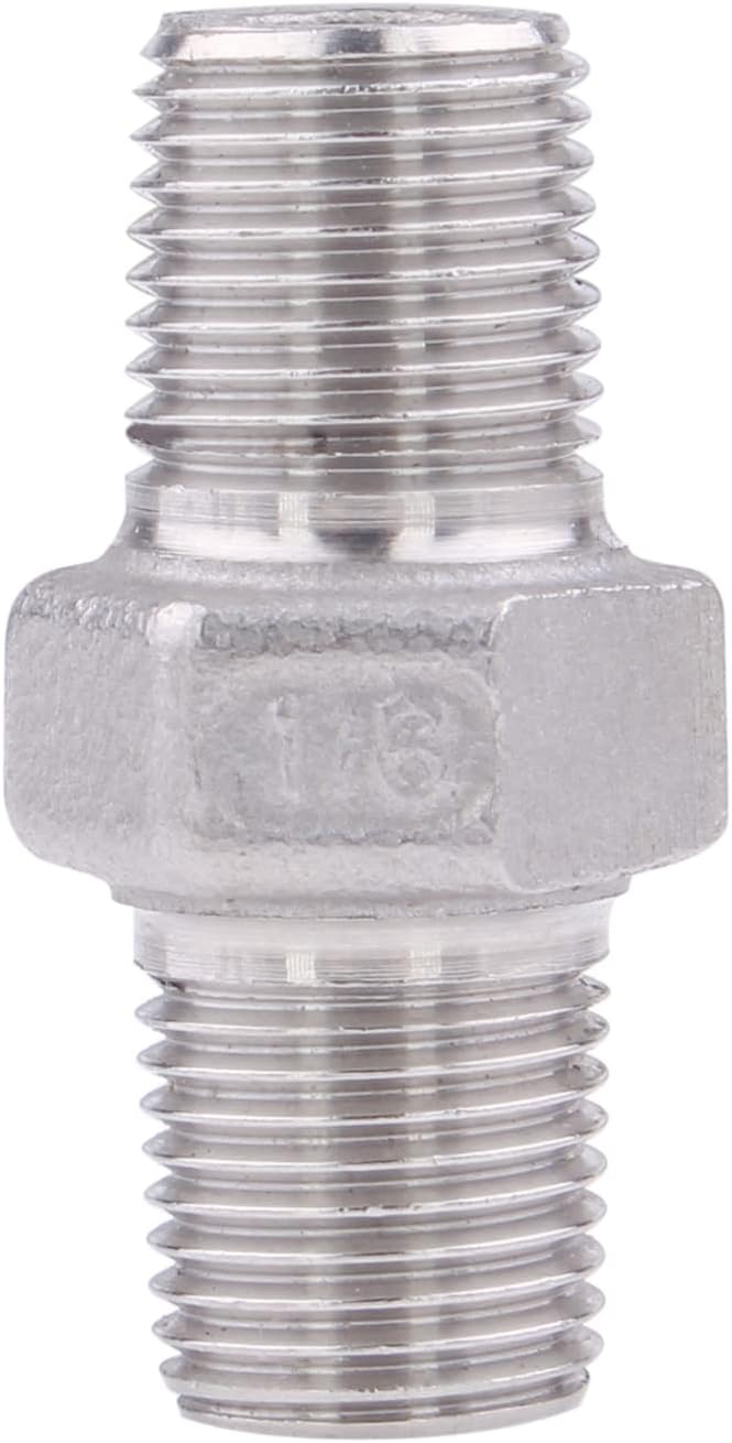 Hex Nipple 1/8" Male NPT - Stainless Steel 304 Threaded Pipe Fitting for Brew Kit, Home Piping Application(Pack of 5)