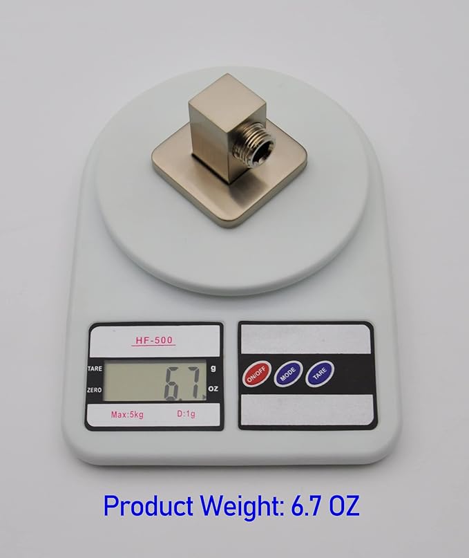 Aquaiaw Wall Supply Elbow with Flange, Tapered 1/2 NPT Female Inlet, Solid Brass Wall Union, Square Water Supply Elbow, PVD Brushed Nickel, G1/2 Outlet