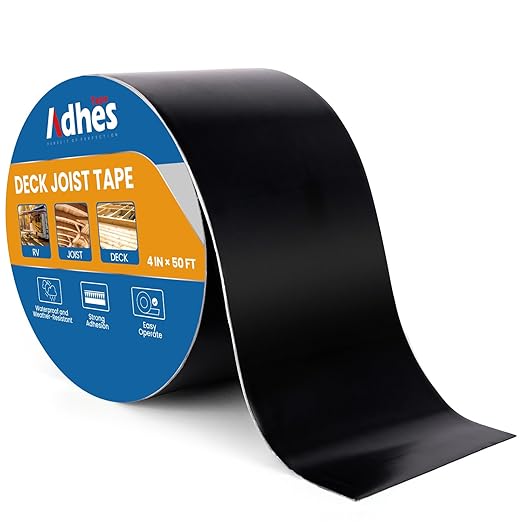 ADHES Deck Joist Tape, 4" x 50' Weather Resistance & Waterproof Butyl Joist Tape for Decking, Deck Flashing Tape, Ideal for Wood Decks Beams Roof, Outdoor Construction Use