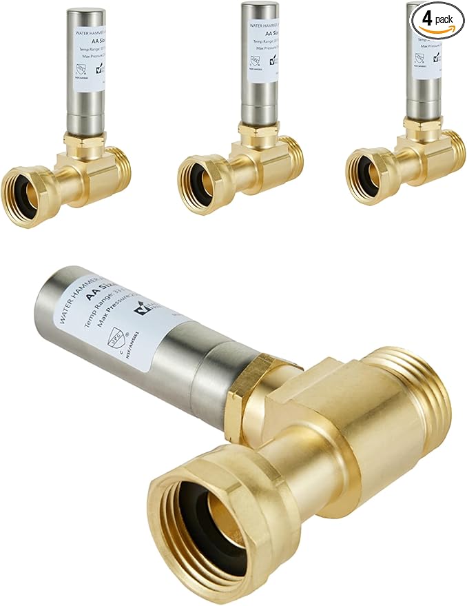 (Pack of 4) EFIELD S-241 Straight Stainless Steel Water Hammer Arrestor For Washing Machine, 3/4 Inch Swivel FHT x 3/4 Inch MHT,(HAMMER020-4PCS)