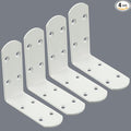Alise 4Pcs Stainless Steel L Brackets for Shelves White, Small Floating Shelf Brackets, 90 Degree Right Angle Bracket, Heavy Duty Metal L Bracket Corner Brackets for Wood Furniture (3.94X3.94 in)