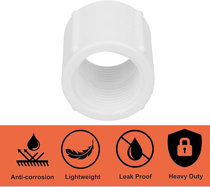 10Pack 1" Double Female Thread PVC Pipe Coupling Adapter Pipe Fitting Connector (F x F) SCH40 1Inch PVC Female Threaded Pipe Coupling for Sprinkler,Irrigation,Swimming Pools