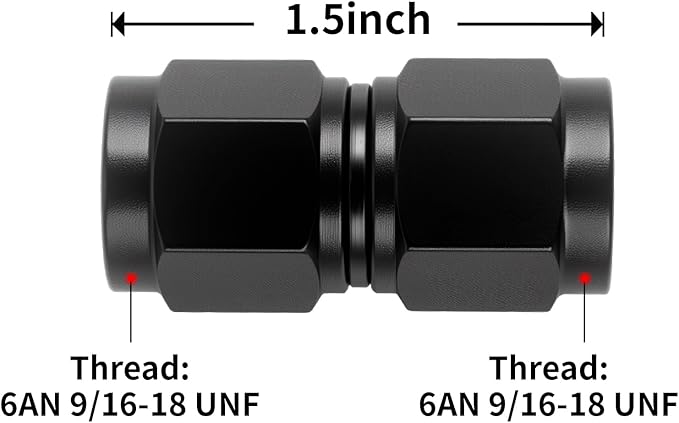 6AN Female to 6AN Female Straight Swivel Coupler Fitting Adapter 9/16-18UNF Thread Aluminium Anodized Black 4PCS