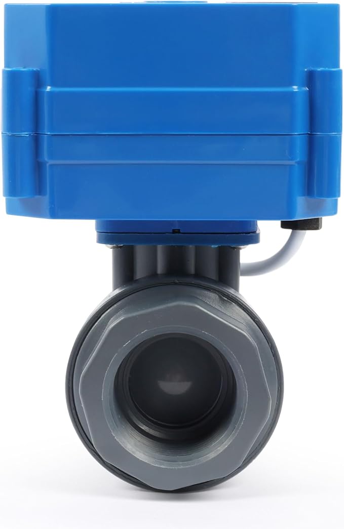 U.S. Solid 1"UPVC Motorized Ball Valve - Plastic Electrical Ball Valve with Full Port, 2 Wire Auto Return, 9-24V AC/DC, Normally Closed
