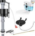 Universal Toilet Flusher Replacement Kit, Fill Valve, 2-Inch Flapper, Toilet Handle Lever, Adjustable, Quiet, Easy to Install, Complete Toilet Parts Inside Tank Kit (Black, 1-Pack)