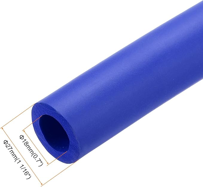 uxcell Foam Tubing for Handle Grip Support, Pipe Insulation Outside Pipe Lagging, 18mm ID 27mm(1 1/16") OD 1m Blue