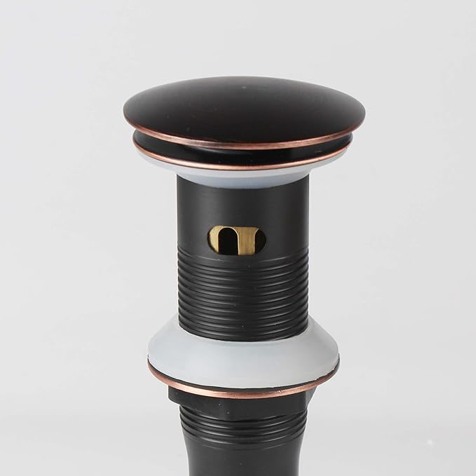 Oil Rubbed Bronze Pop Up Sink Drain, Vanity Bathroom Vessel Lavatory Faucet Detachable Basket Drain Stopper, ORB with Overflow