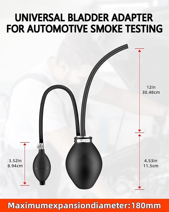 Universal Easy Intake Adapter for Smoke Machine Automotive, Inflatable Air Bladder for 12V Vehicle Pipes Fuel Leakage Detector Diagnositc Tester
