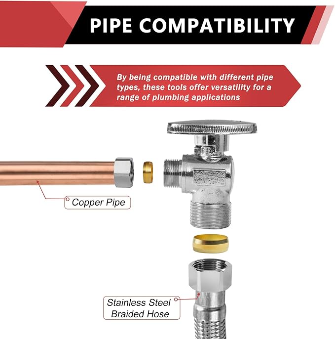 50-Pack EFIELD Angle Stop Valve 1/2" Nominal (5/8" OD) Compression x 3/8" OD, 1/4-Turn,(VALVE116-50PCS)