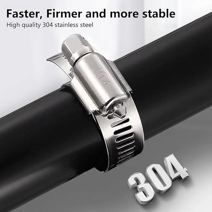 Hose Clamp, 2 Inch Stainless Steel Worm Gear fuel line clamps for Water Pipe, Automotive and Mechanical Application, 40-63mm (10 Pack)