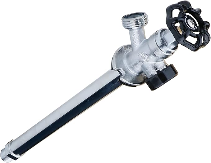 WHK Brass 12" Frost Proof Outdoor Faucet, Anti-Siphon Sillcock, Polished Chrome, 1/2" MIP x 3/4" Hose Bibb