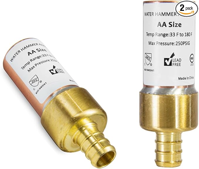 2-Pack EFIELD MH-110-1, 1/2-Inch Straight Pex Crimp Connection F1807 Copper Water Hammer Arrestor,(HAMMER001-2PCS)