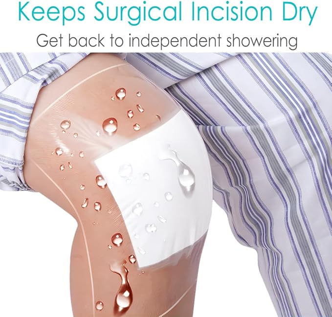 6"x6" Waterproof Shower Cover Incision Bandages for Large Wound with No Glue On The Center Adhesive Transparent Shower Protector Post Surgical Water Barrier Guard Pack of 25