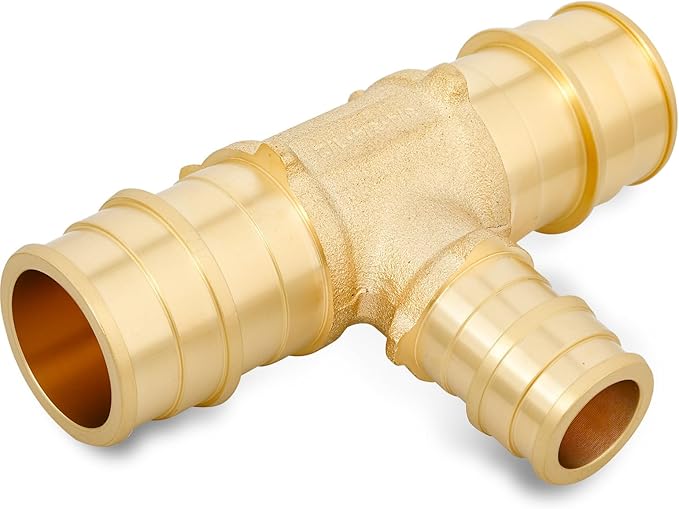 (Pack of 10) WDAISY Pex A Full Flow Expansion Brass Fittings 3/4"x 3/4"x 1/2" Reducing Tee ONLY For Pex-A Tubing Connection, ASTM F1960,(PEX1960120)