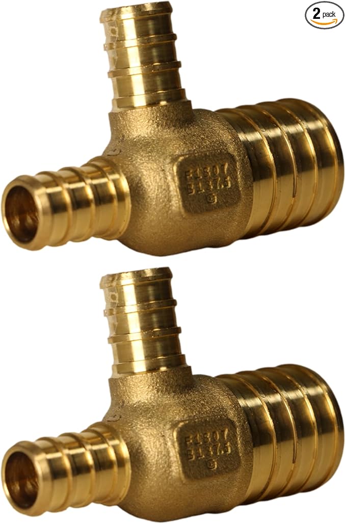 XFITTING 1 inch x 1/2 inch x 1/2 inch Pex Reducing Tee, Pex B Crimp Version 26-5-6=2X, 2 Pieces