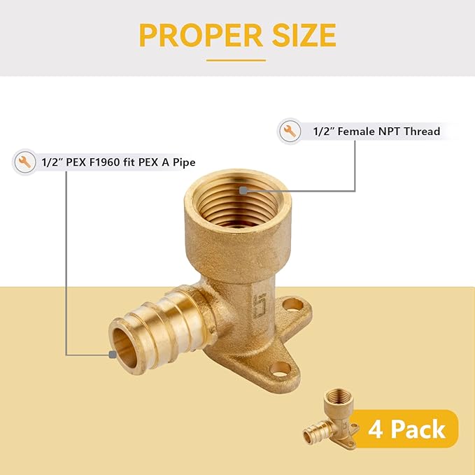 10 Pack PEX A Expansion Brass Fitting,1/2Inch F1960 Expansion Female NPT Drop Ear Elbow for PEX A Pipe Tubing Connection