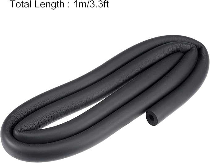 uxcell Foam Tubing for Handle Grip Support, Pipe Insulation, 8mm(5/16") ID 18mm OD 1m Length Black