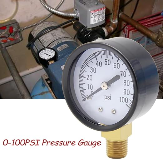 Pressure Gauge 0-100PSI 2" Dial Stainless Steel Case 1/4" NPT Male Brass Bottom Mount Universal Multifunctional