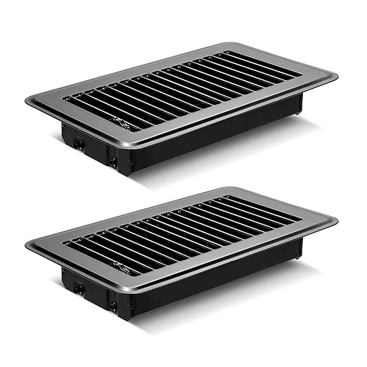 2Pcs Floor Vents Floor Registers 4x8 Inch, Heavy Duty Metal Hot Air Vent Covers 4x8 Inch with Rust-Proof Finish for Home Heater Floor Vent Grilles and Vents (2, Black, 4x8 Inches)