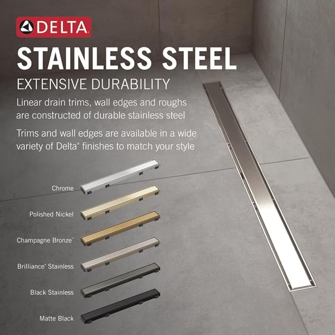 Delta Faucet 24-Inch Reversible Linear Shower Drain Trim in Champagne Bronze