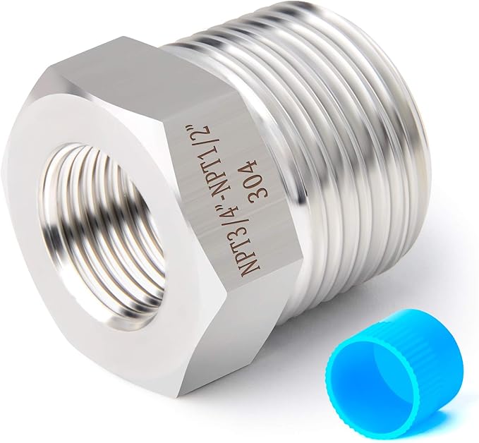 TAISHER 2PCS Forging of 304 Stainless Steel Reducer Hex Bushing, 3/4" Male NPT to 1/2" Female NPT, Reducing Forging Pipe Adapter Fitting