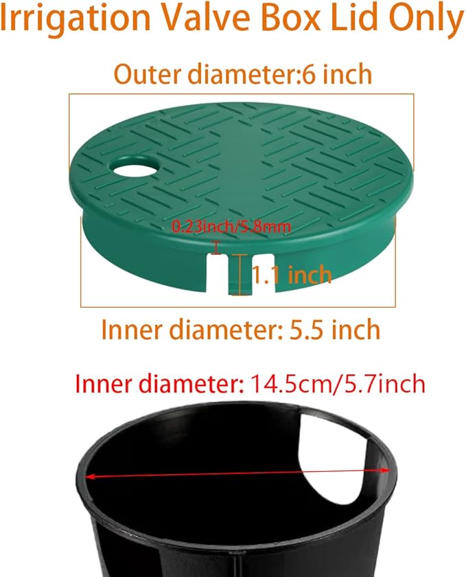 Cunguv Valve Box Cover Lid Sprinkler Valve Box Lid Replacement ID 5.5" OD 6" for Circular Irrigation Control 3 Pieces