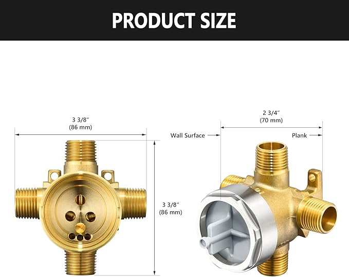 R11000 Rough-In Valve for D 3-Setting or 6-Setting Shower Diverter Faucet, Compatible With D 3 Way or 6 Way Trim Kits, Brass Construction