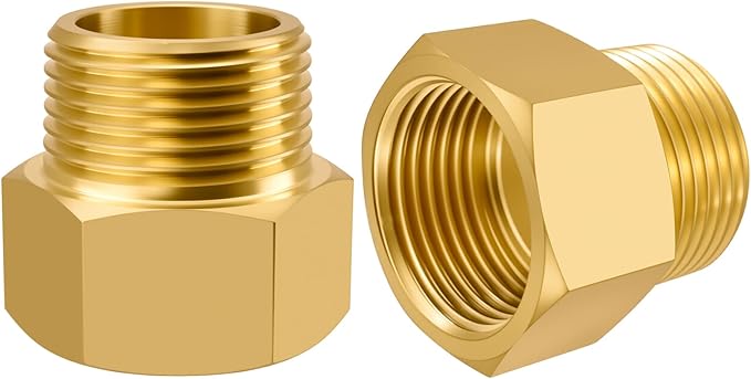 SDTC Tech 2-Pack Brass Pipe Fitting 3/4 NPT Thread Male to 3/4 NPT Thread Female Reducer Adapter, Brass Pipe Extension Connectors