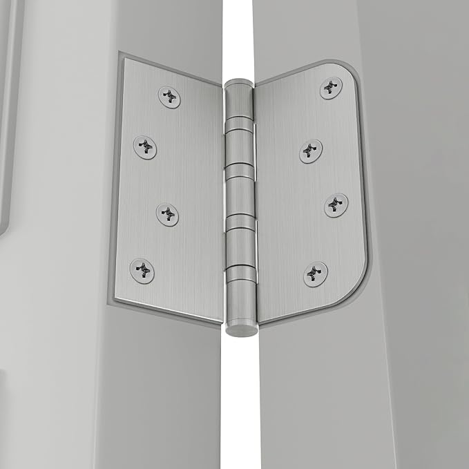Door Hinges Brushed Nickle 6 Pack 4 x 4 Inches Ball Bearing Door Hinge Heavy Duty Stainless Steel Hinges for Interior & Exterior Doors Square & Round Corners