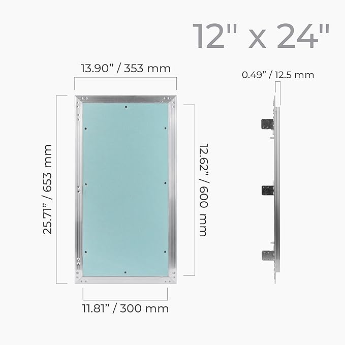 12" x 24" Inch Wall Access Panel - Waterproof Drywall Panel & Aluminum Frame Crawl Space Hatch Door - Plumbing Access Panel for Wall & Ceiling, HVAC - Drywall Access, Cover