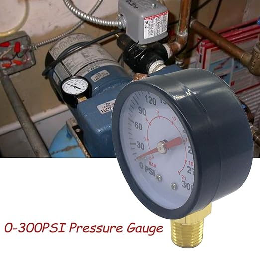 Pressure Gauge 0-300PSI 1/4" NPT Male Brass Bottom Mount 2" Dial Stainless Steel Case Universal Multifunctional