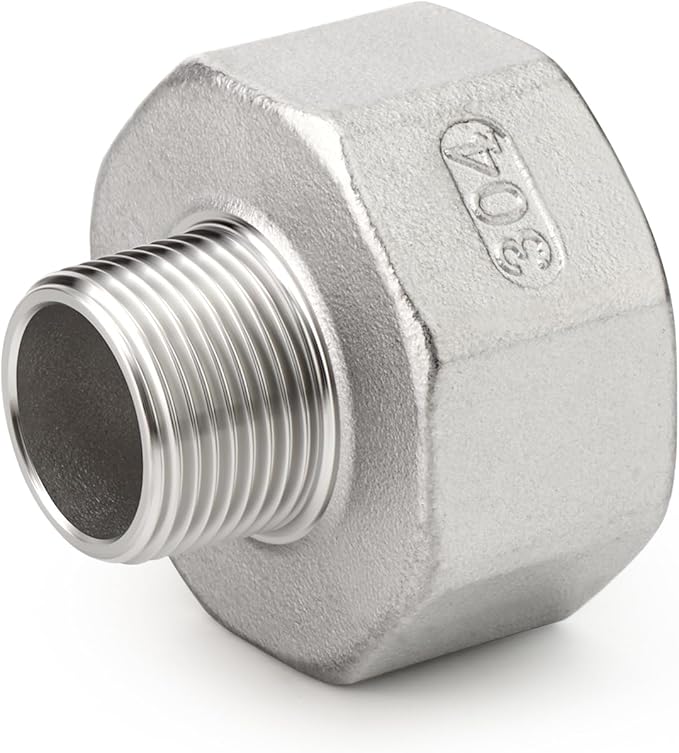 TAISHER 2PCS 304 Stainless Steel Pipe Fitting, Reducer Adapter, 1/2" NPT Male x 1-1/2" NPT Female