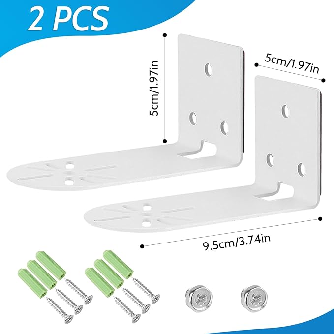 2Pack Adhesive Metal Wall Mount Bracket, Compatible with Wyze Cam Pan V3/V2, Google Nest Cam, Eufy Security Solo Indoor Cam E220/P24, Blink Mini Pan Tilt Cam, No Drilling VHB Stick On or Screw Install