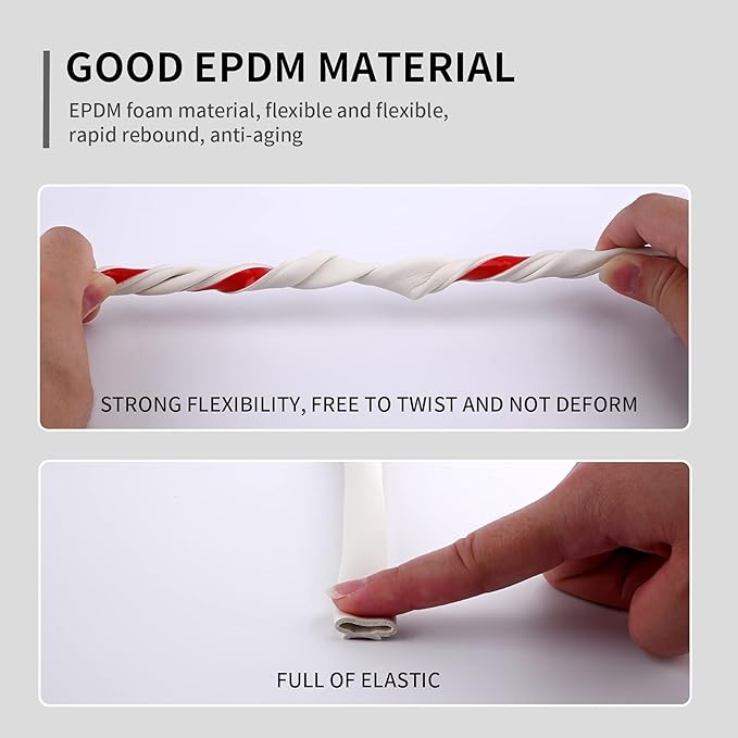 39.4 Ft Weather Stripping Door Seal Strip for Door Frame, Self-Adhesive Door Seals Weather Stripping, Gap Protection (5/16-11/20 inch) for Doors & Windows